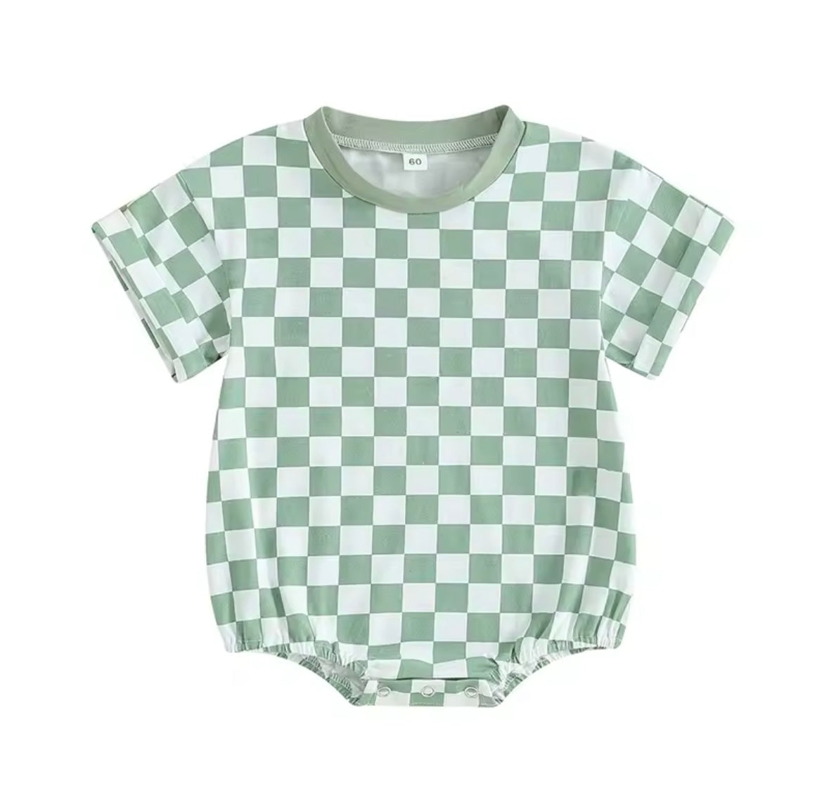 Gingham Romper- Light Green