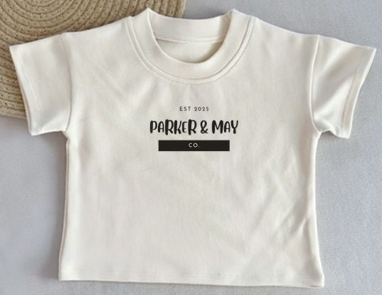 Parker & May Tee- Beige/White