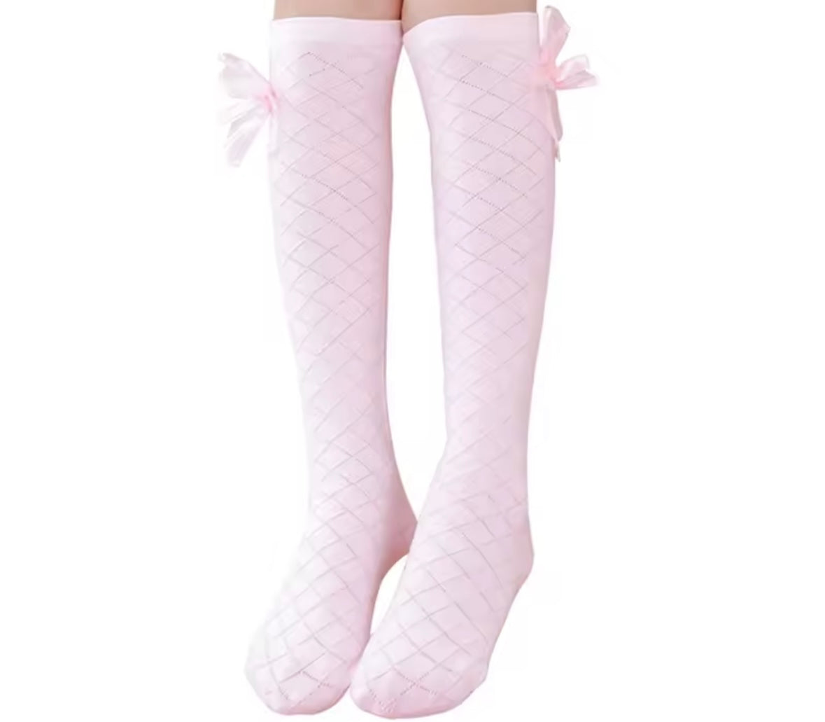 Girls Bow Knee High Socks