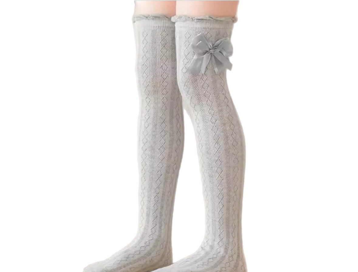 Girls Bow Knee High Socks