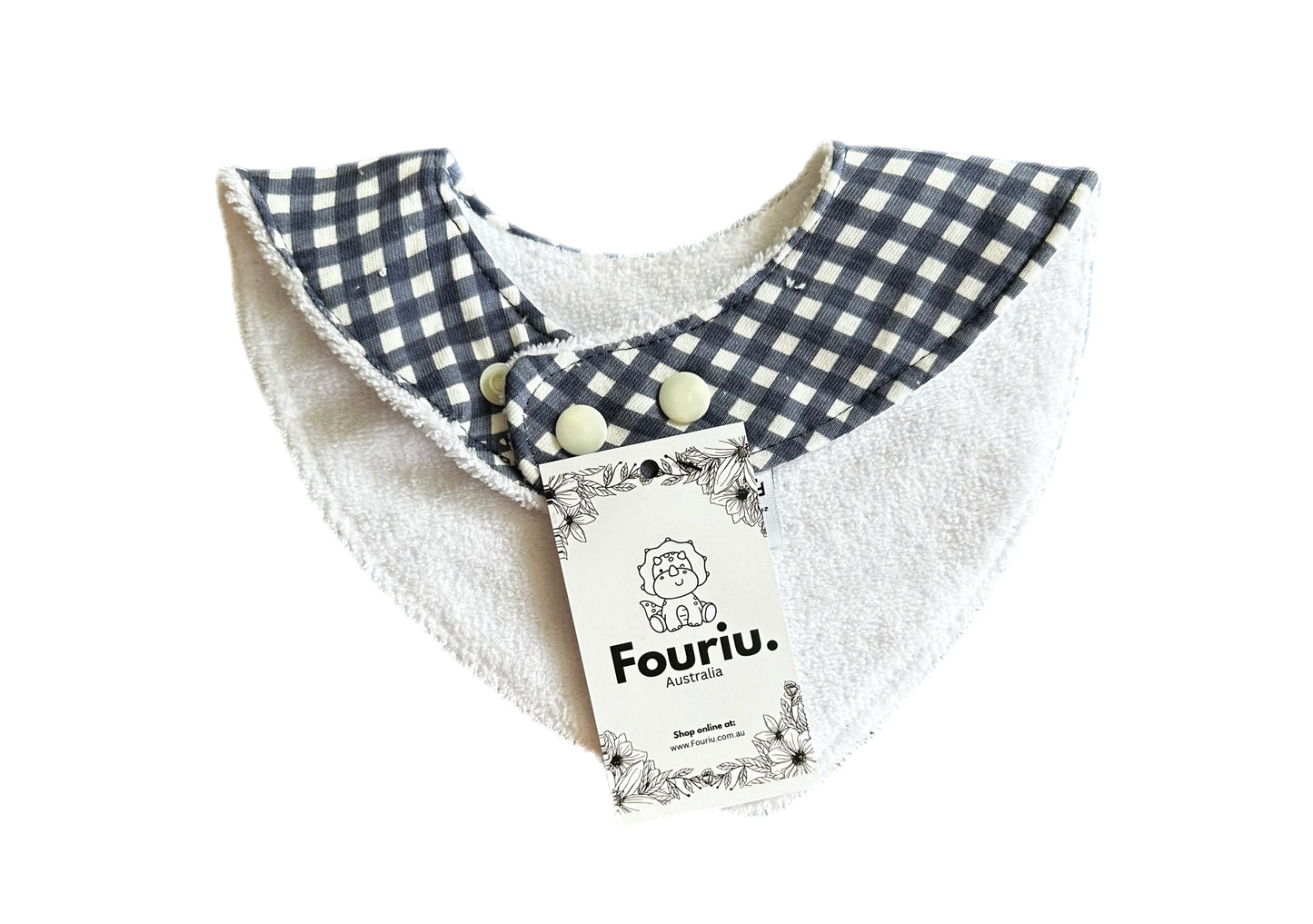 Little Henry Bib- Navy Blue Gingham | Fouriu