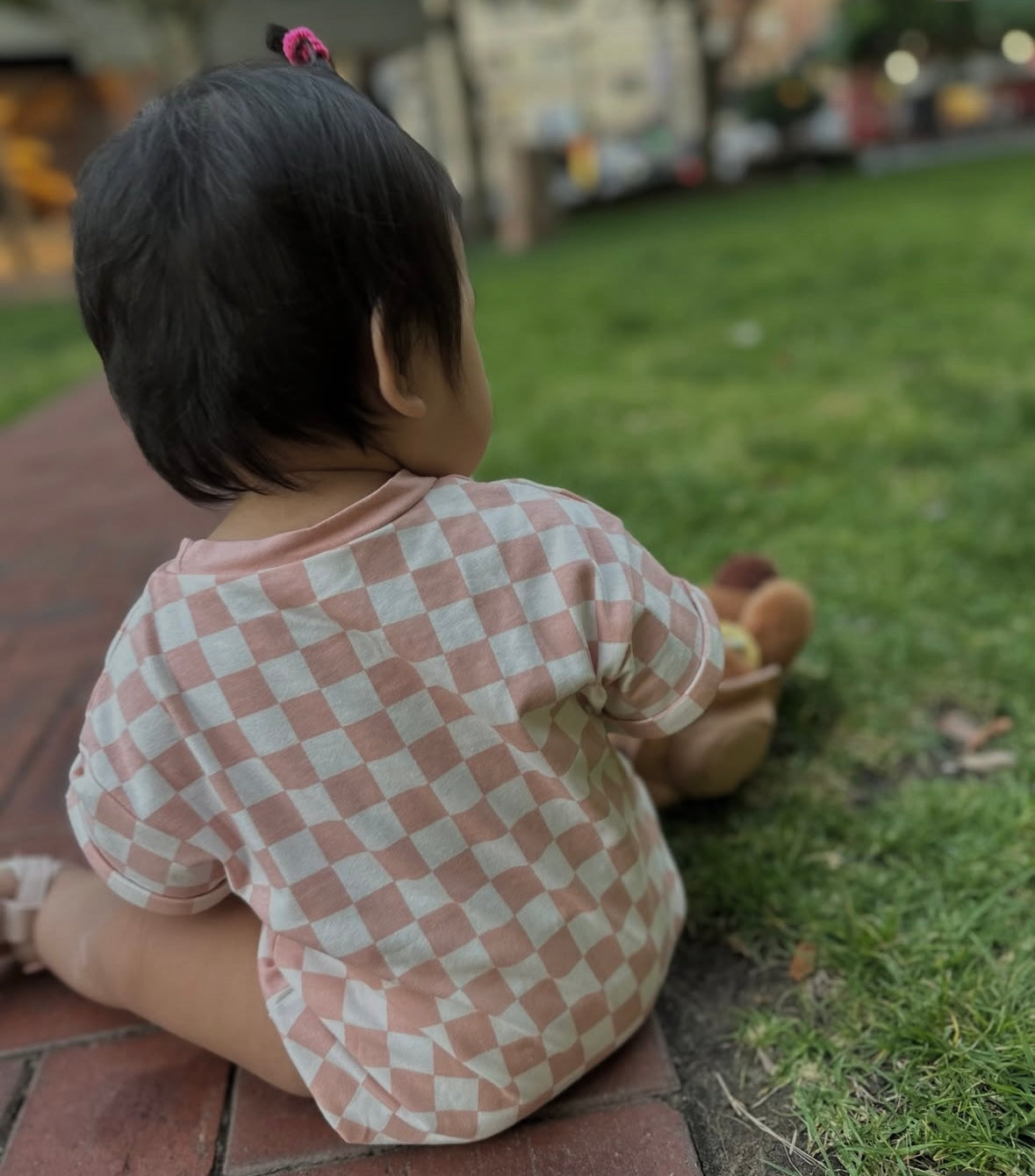 Gingham Romper- Pink