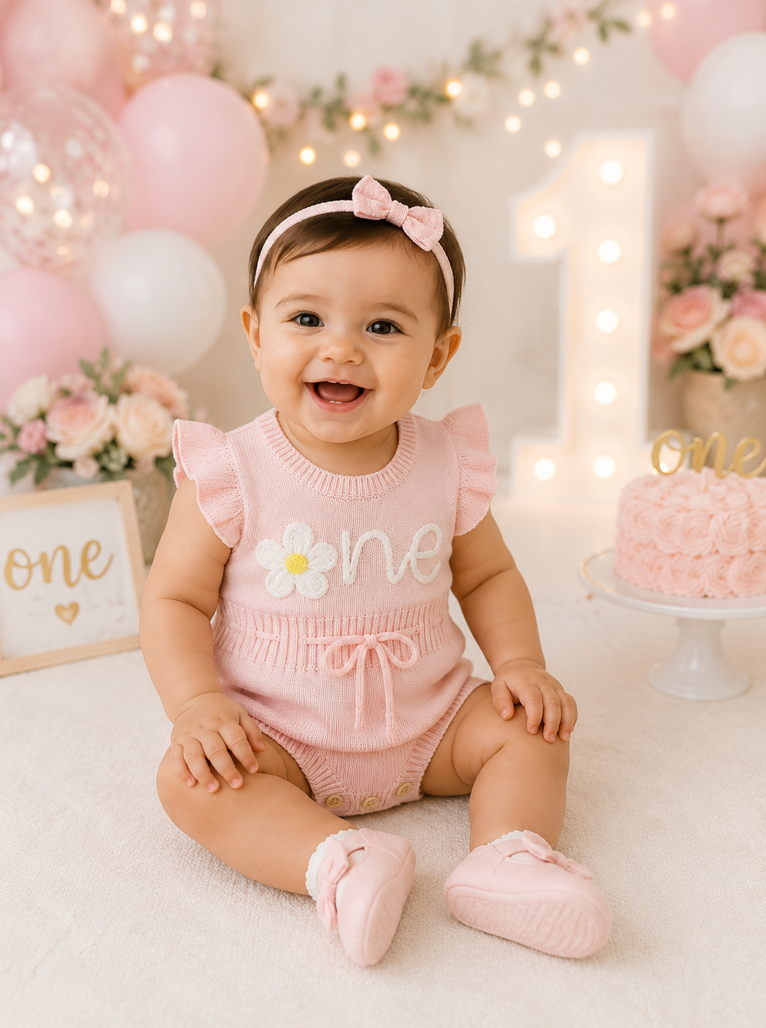 First Birthday Knit Romper