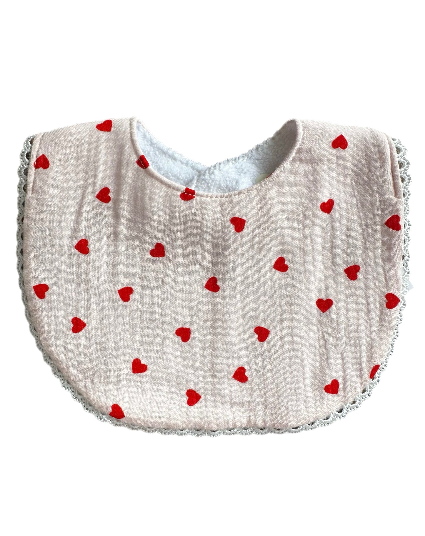 Sofia Laced Bib- Pink Hearts Set | Fouriu