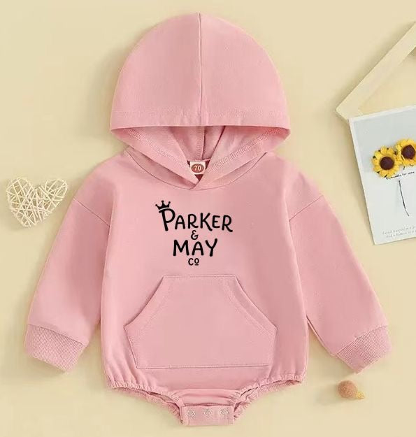 Pre-order: Parker & May Hoodie Romper- Pink