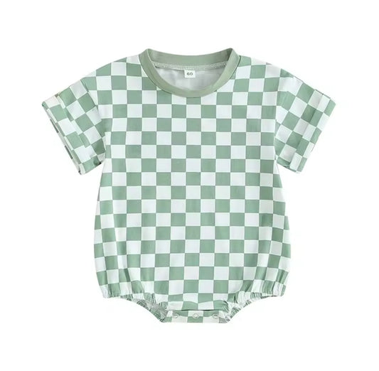 Gingham Romper- Light Green