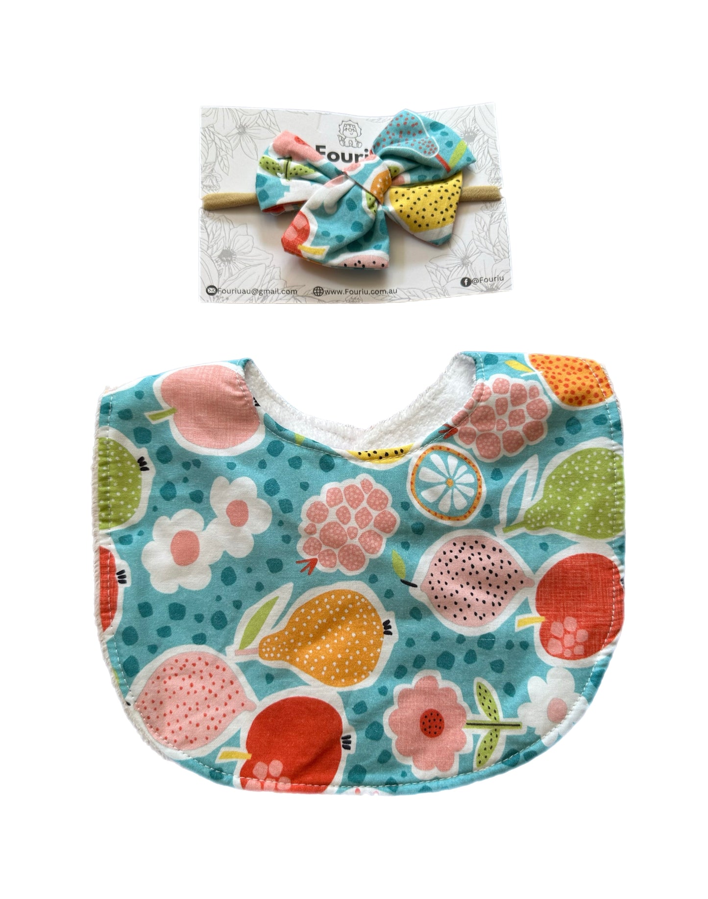 Colour me Fruity Bib and Bow Set | Fouriu
