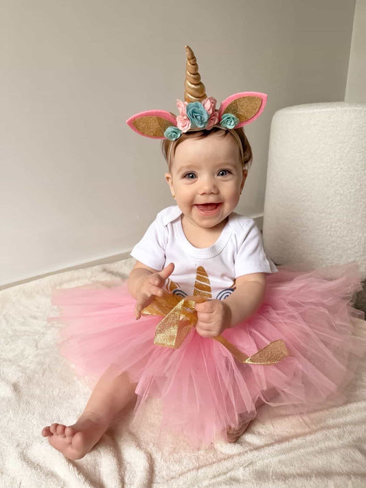 First Birthday Set Floral Unicorn