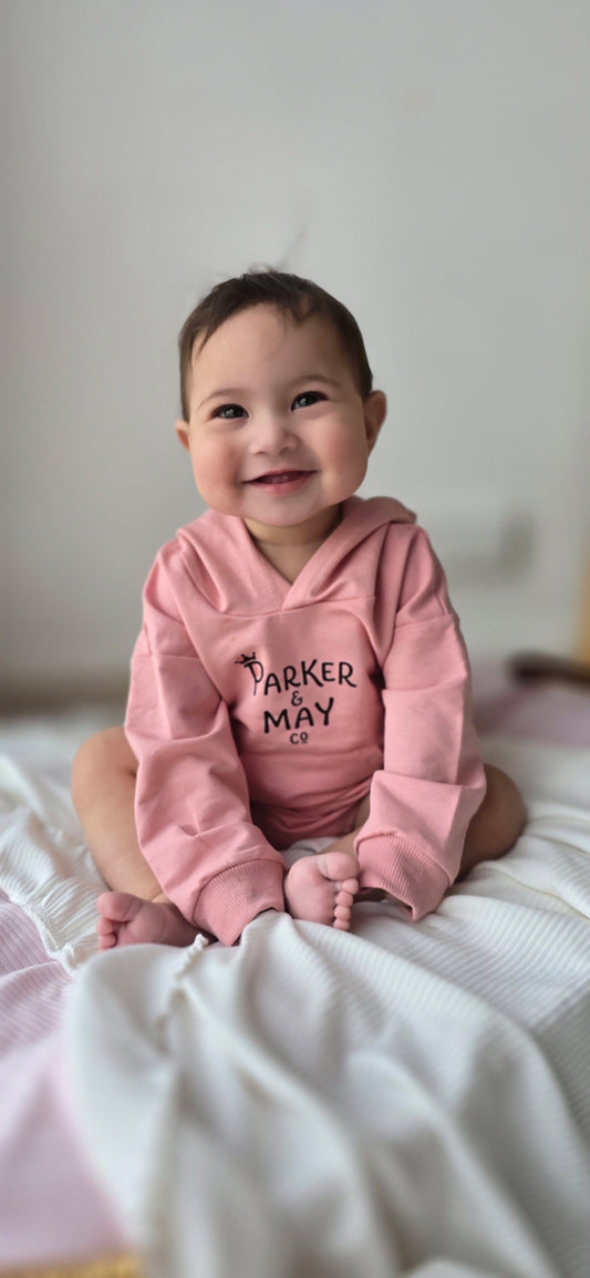 Pre-order: Parker & May Hoodie Romper- Pink