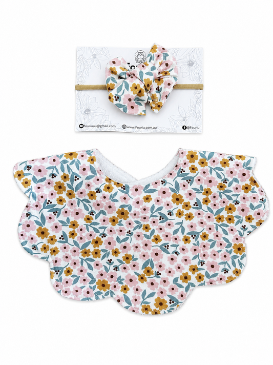 Daisy Daze Scallop Bib and Bow Set | Fouriu