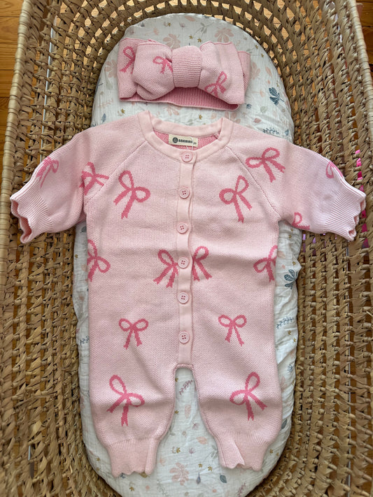 Pre order- Knit Bow Onesie