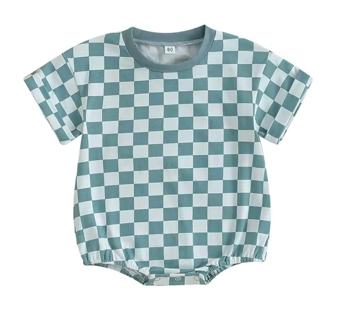 Gingham Romper- Aqua