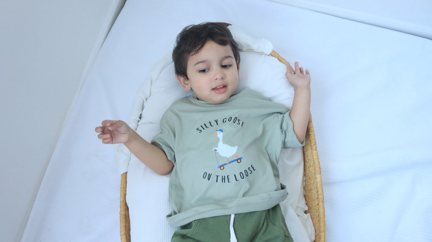 Silly Goose on the Loose Tee- Sage