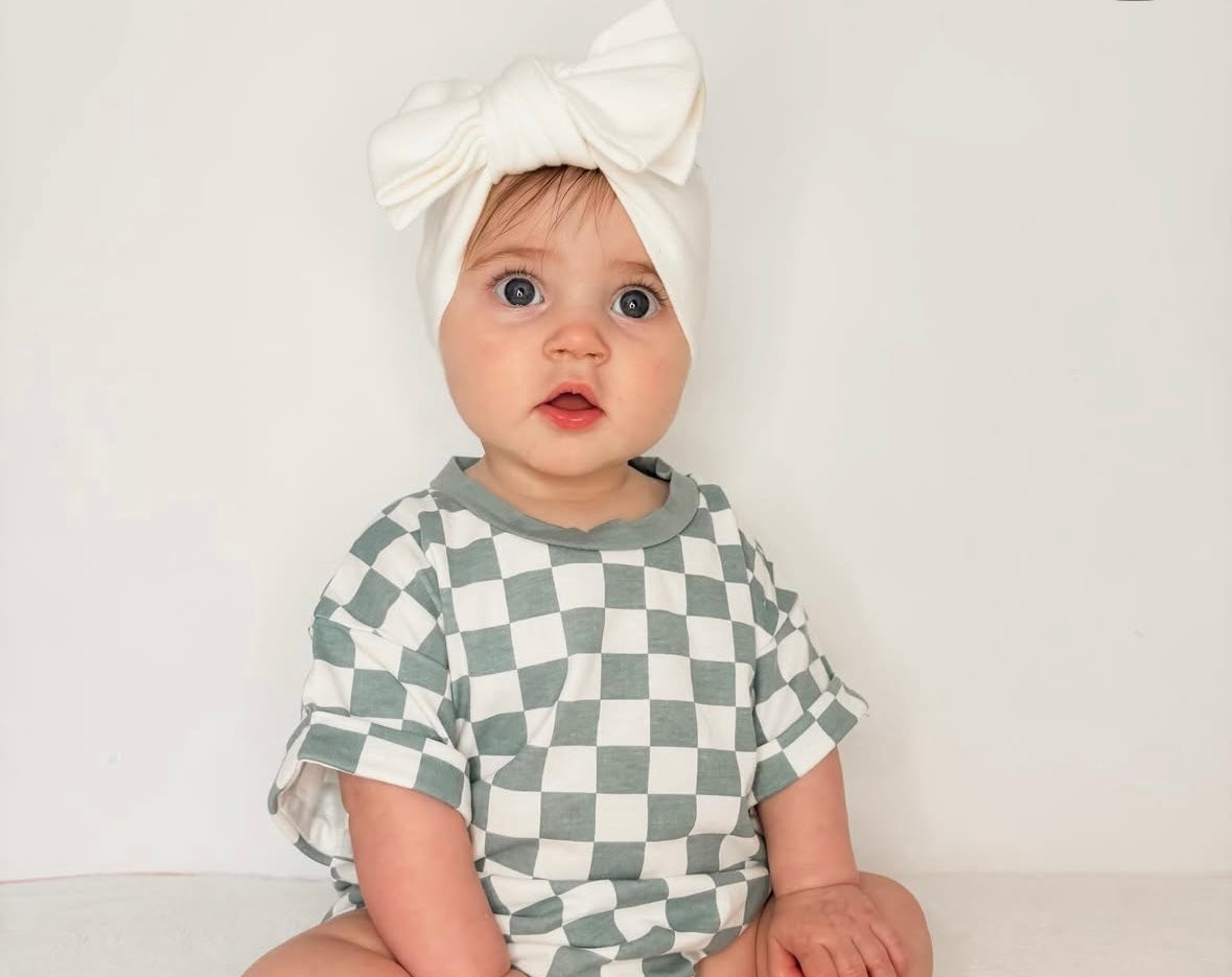Gingham Romper- Light Green