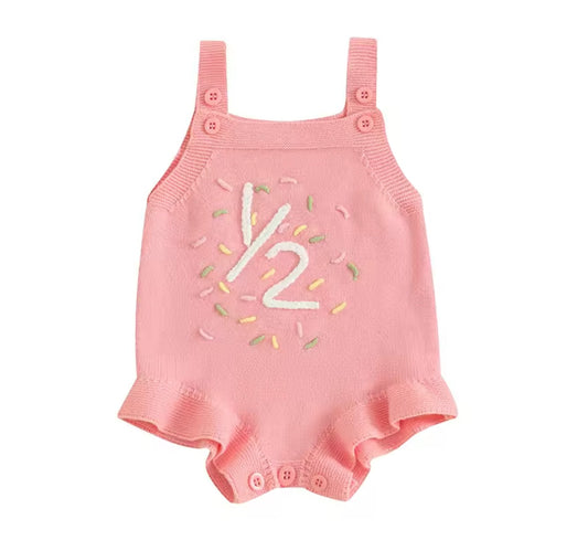 Halfway Knit Romper- Pink