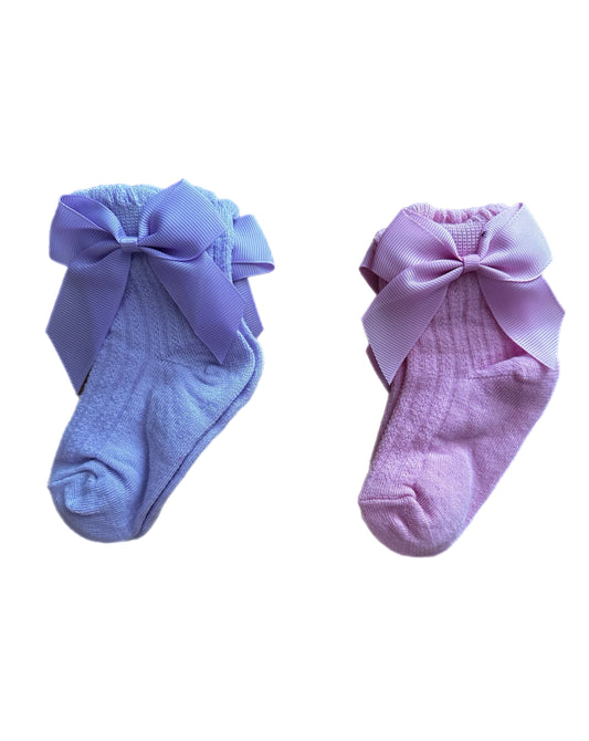 Bow-Riffic socks- purple and pink
