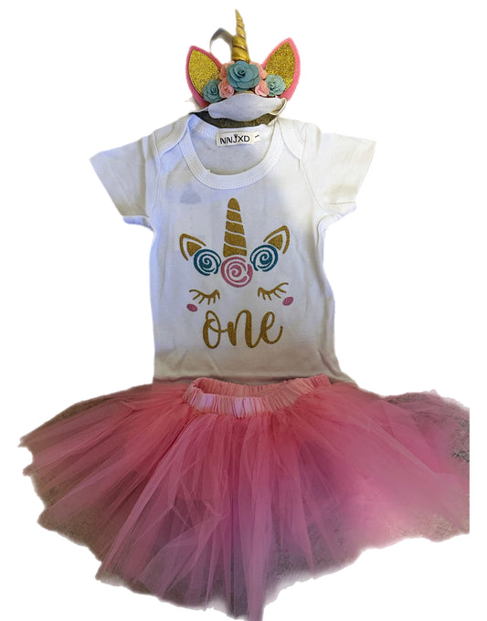 First Birthday Floral Unicorn