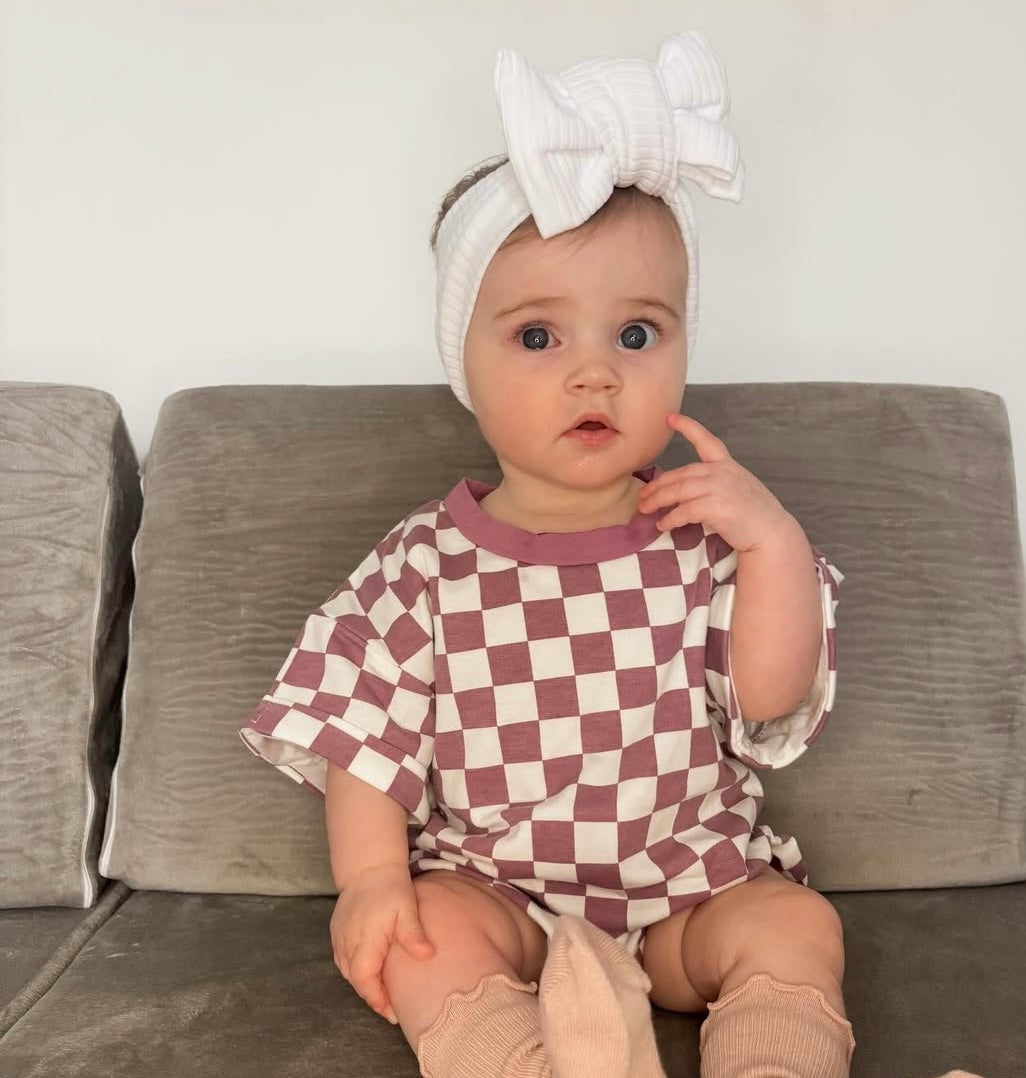 Gingham Romper- Purple