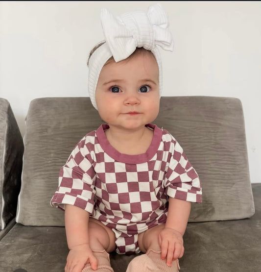 Gingham Romper- Purple