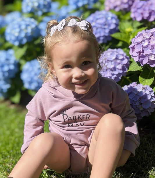 Parker & May Hoodie Romper- Lilac size 12-18 months
