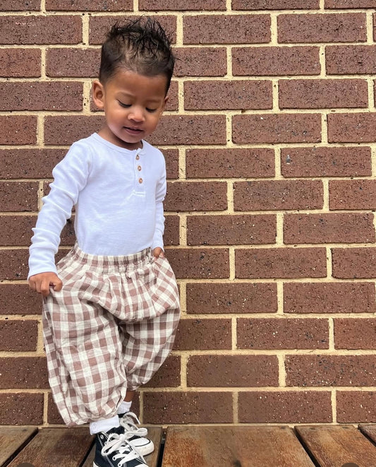 Chocolate Check Jersey Pants