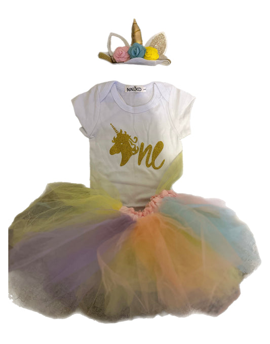 First Birthday Unicorn Set Rainbow