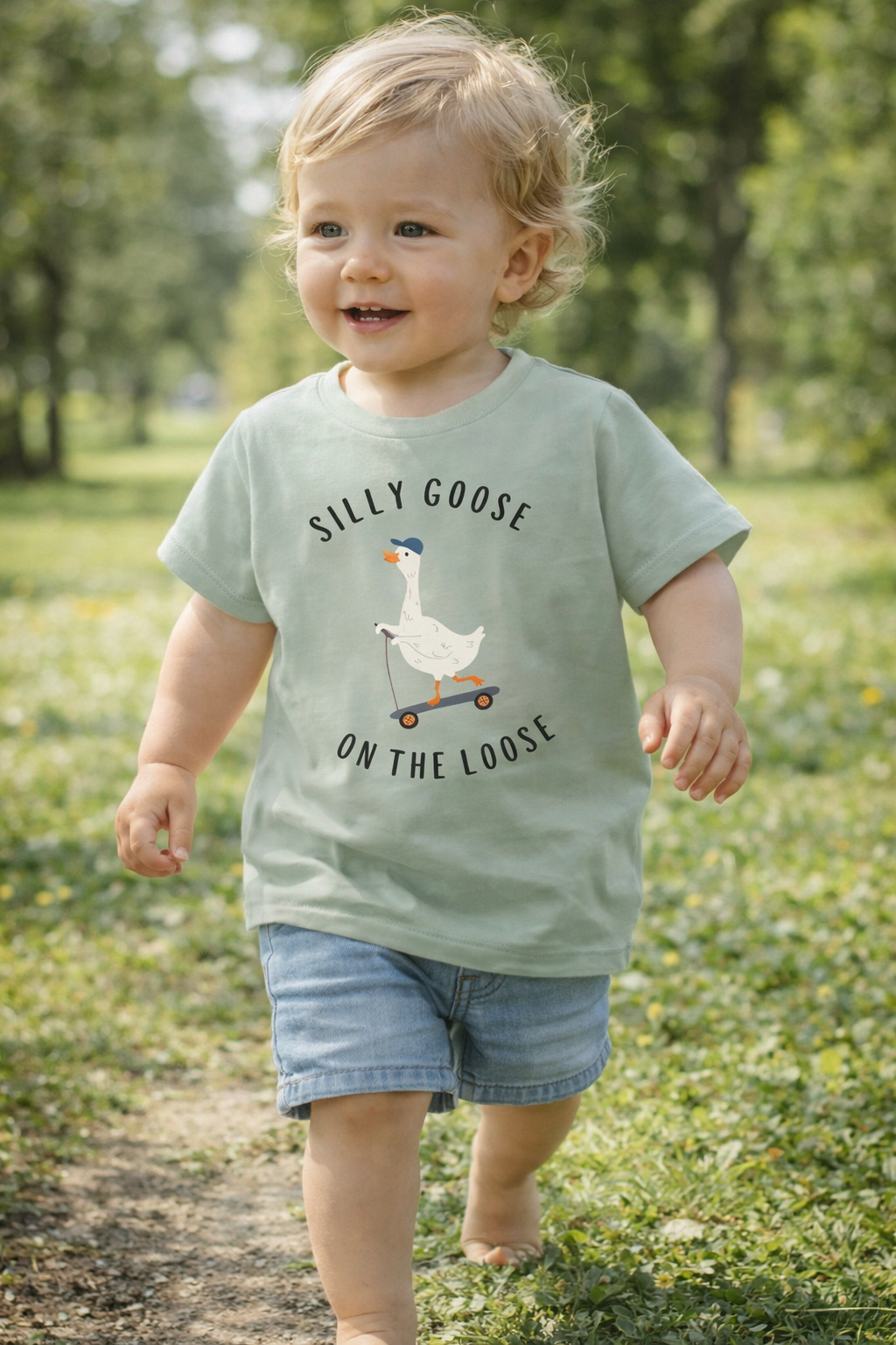 Silly Goose on the Loose Tee- Sage