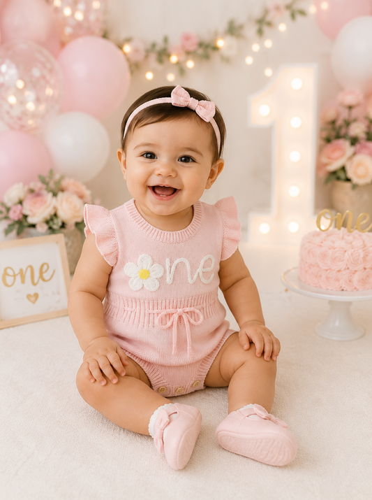 First Birthday Knit Romper