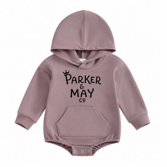 Pre-order: Parker & May Hoodie Romper- Lilac