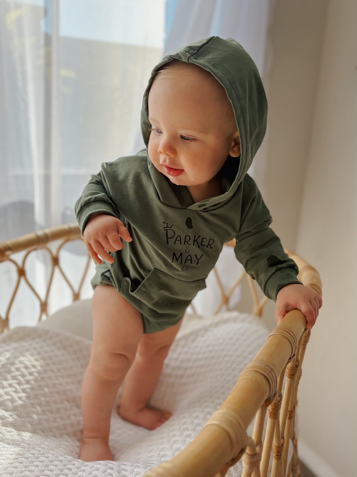 Pre-order: Parker & May Hoodie Romper - Khaki