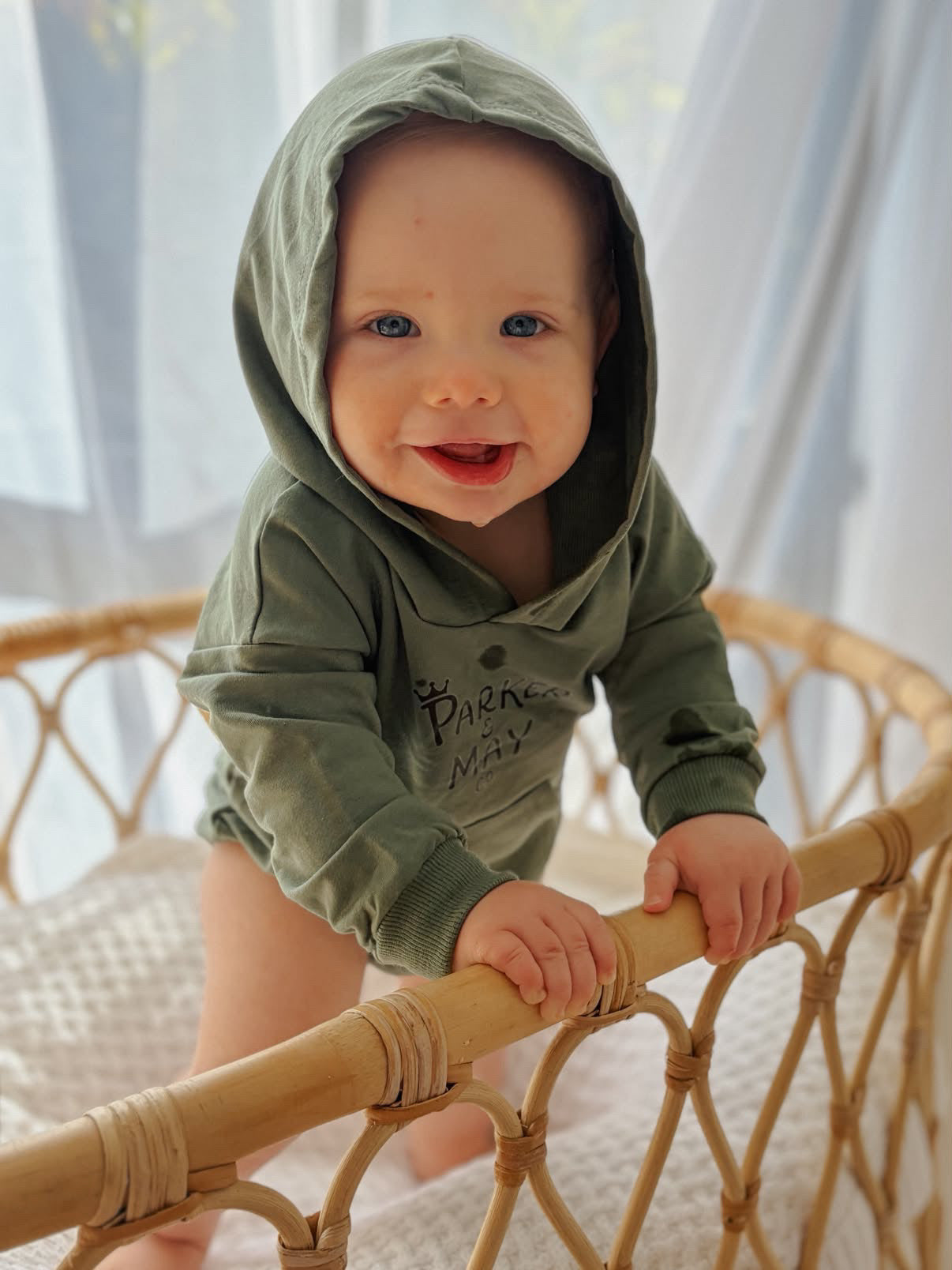 Pre-order: Parker & May Hoodie Romper - Khaki
