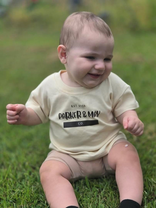 Parker & May Tee- Beige/White