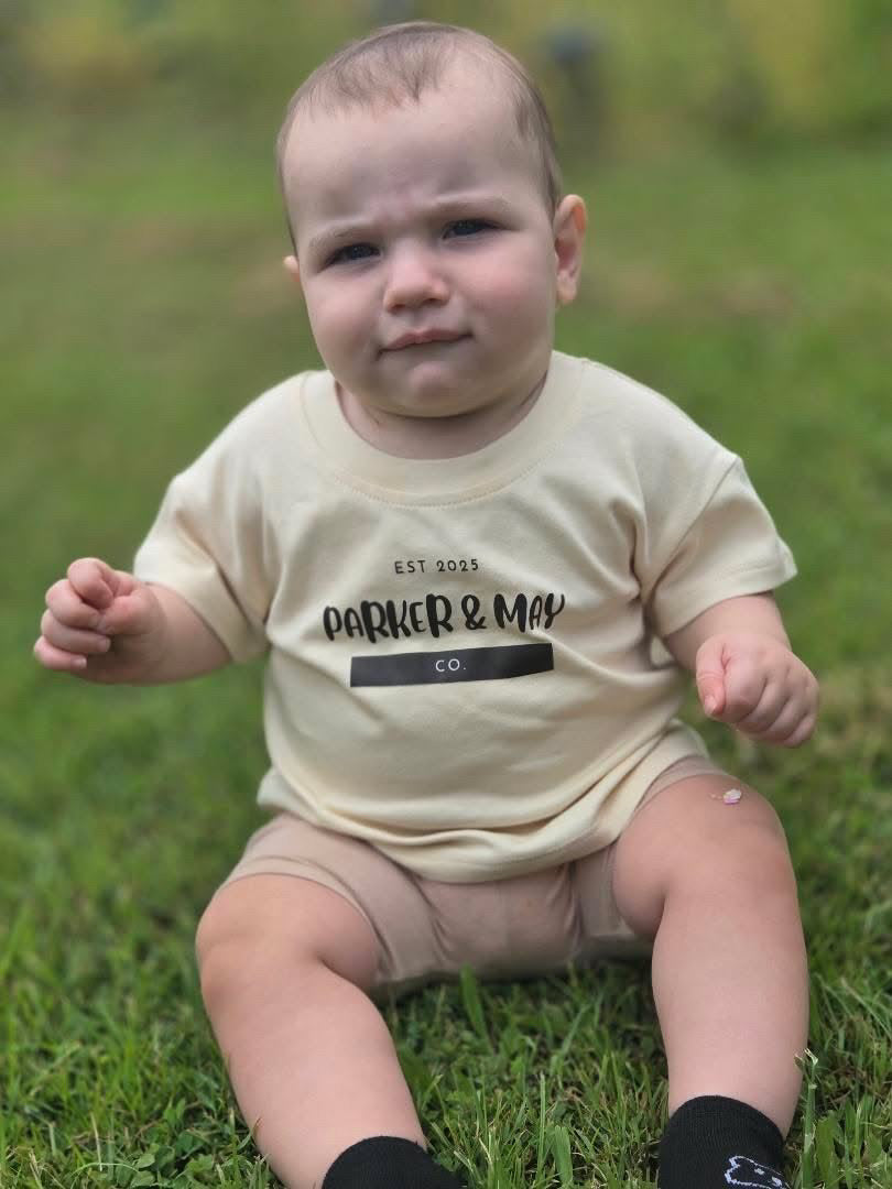 Parker & May Tee- Beige/White