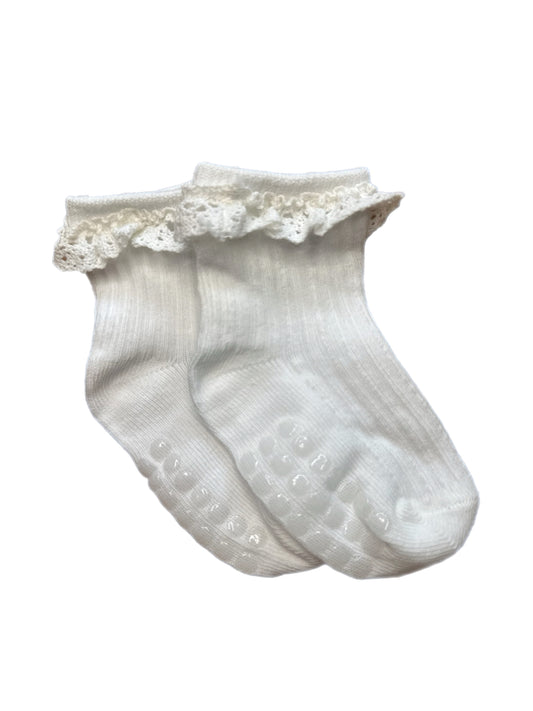 Frilly Cotton Socks- White