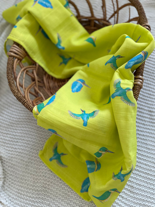 Kingfisher Organic Muslin Swaddle| Dusty Road Apparel